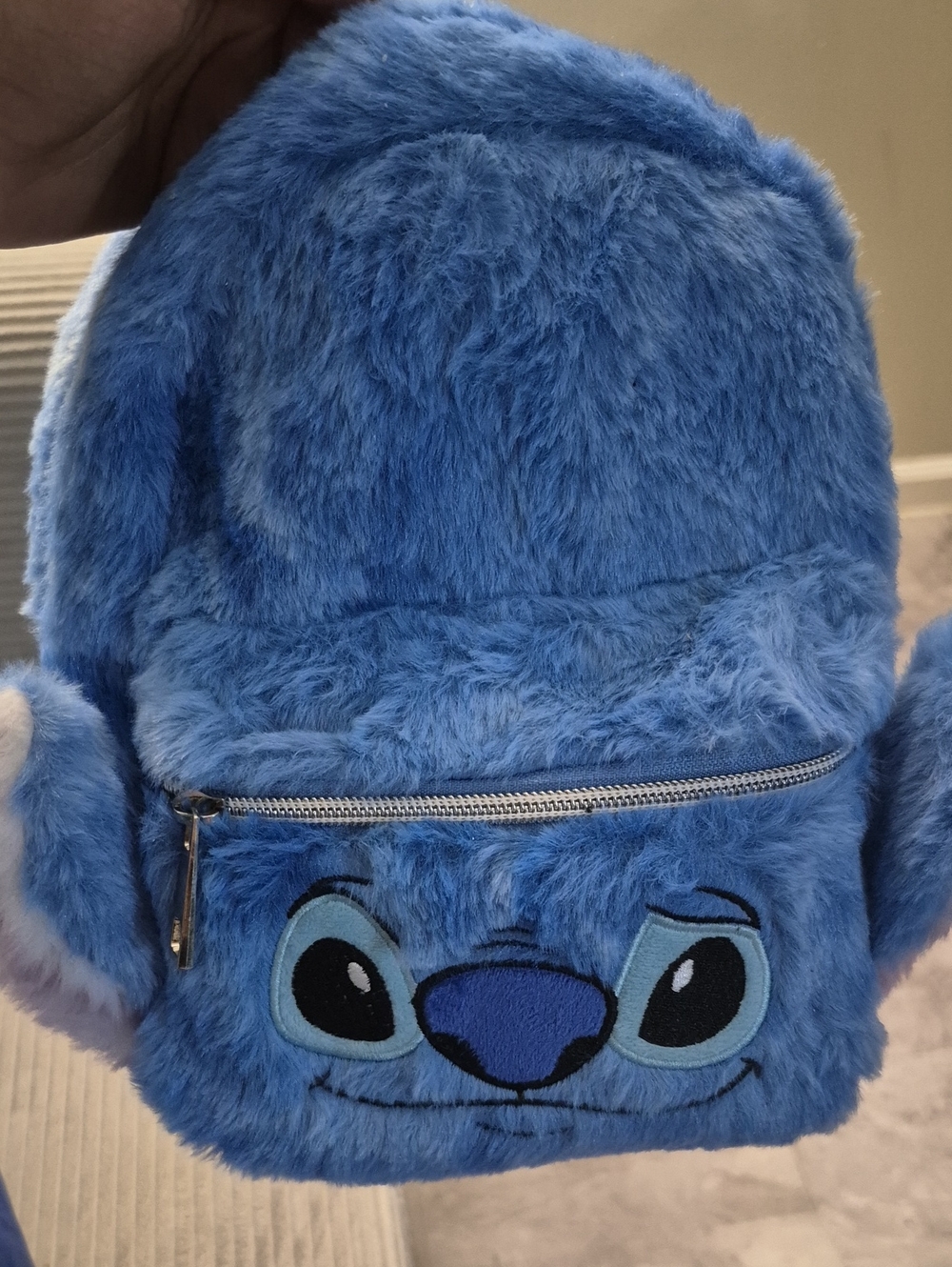 Disney Blue Plush Kids Backpack with Character Face